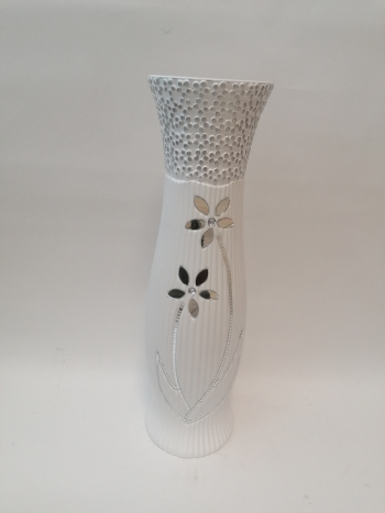 Podlahová biela keramická váza 61x16cm