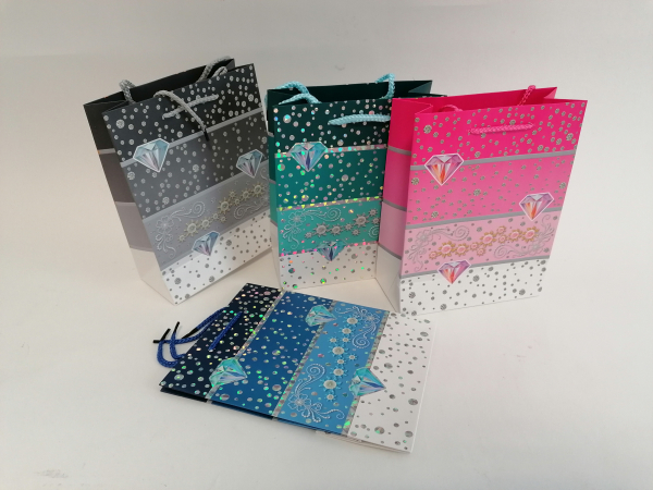 Darčekové tašky s kryštálmi, farebné 23x8x18cm