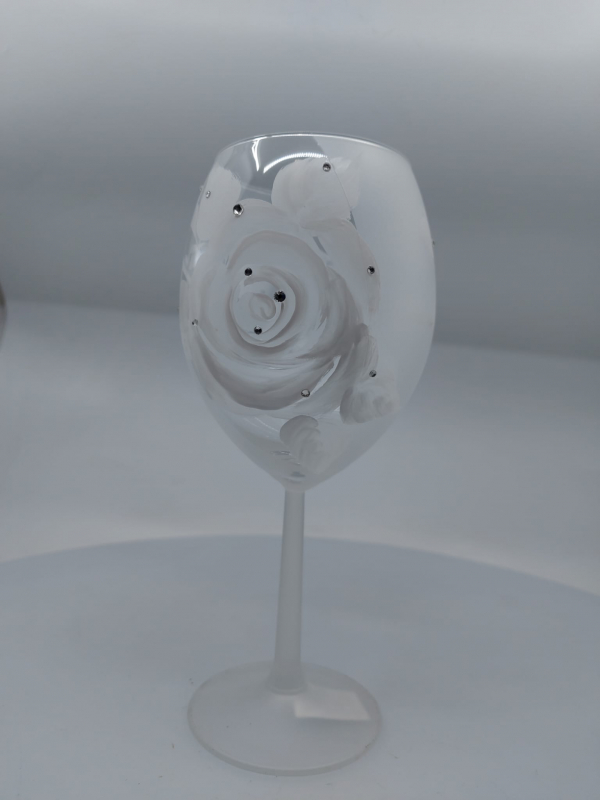 Dekorovaný pohár, sklenený, svetlý