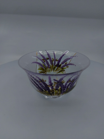 Sklenená misa, svetlá, dekorovaná, LAVANDA, 9x15 cm