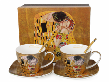 Sada šálok s podšálkami, G. Klimt, hnedé, 2 ks v balení