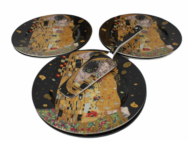 Dezertné taniere s lopatkou, tmavé, G. Klimt