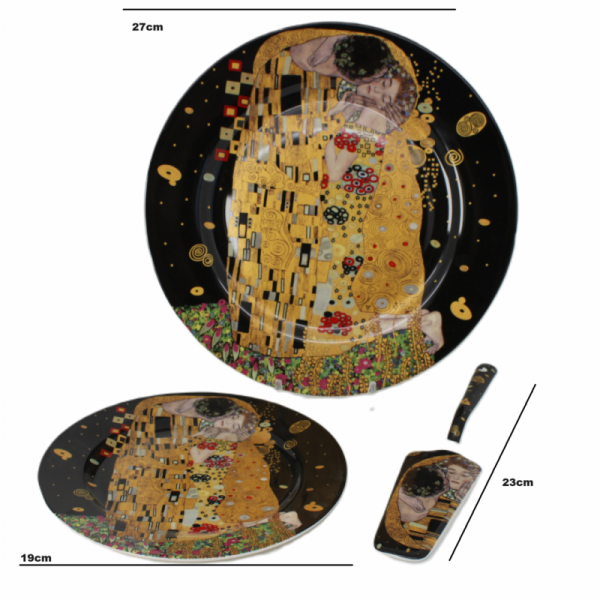 Dezertné taniere s lopatkou, tmavé, G. Klimt