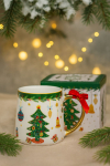 Hrnček s mašľou, vianočný dekor, 450 ml