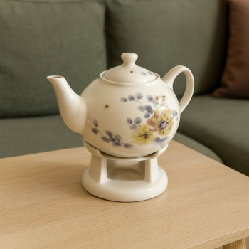 Porcelánový čajník, svetlý, kvietkovaný, 1000 ml