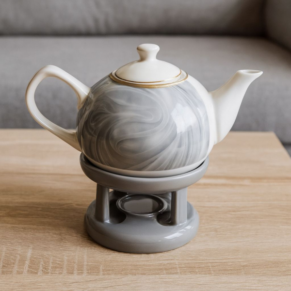 Porcelánový čajník, tmavý, 1000 ml