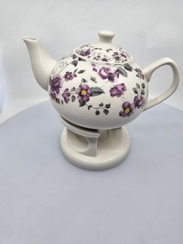 Porcelánový čajník, svetlý, kvetinový, 1000 ml