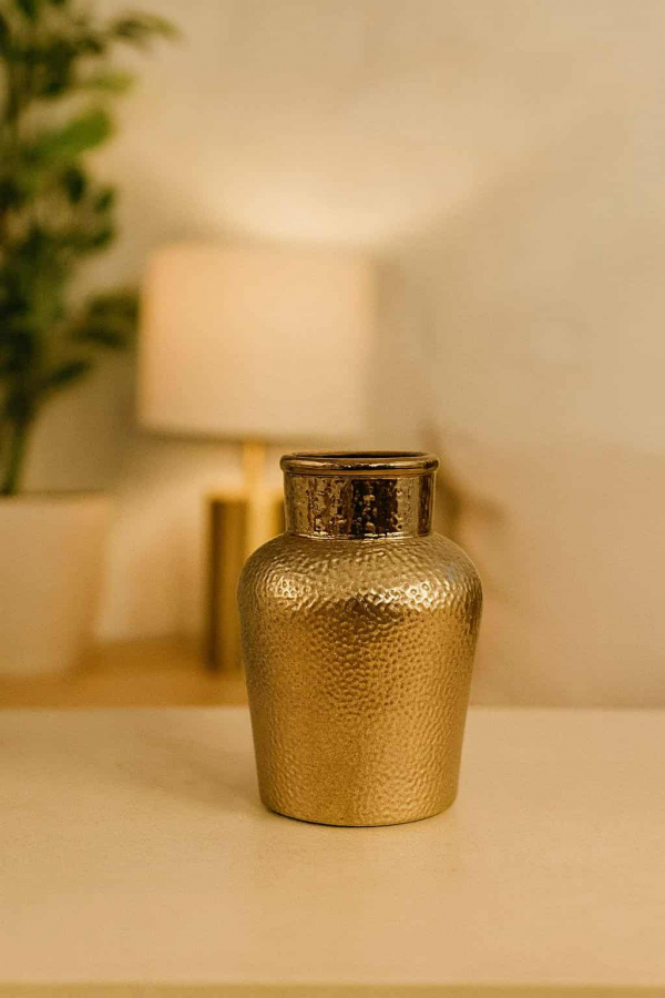 Keramická váza, zlatá, 24 cm
