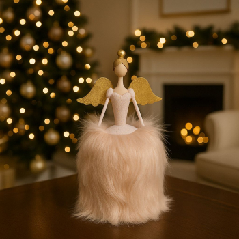 Vianočný anjel, ružový, 25 cm