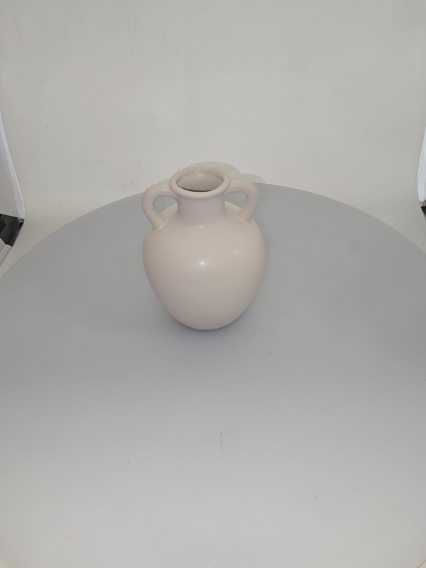 Keramická váza, biela, 16 cm