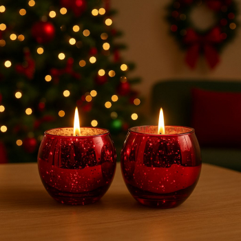 Sklenený svietnik, červený, 2 varianty