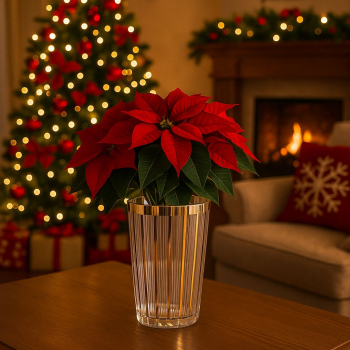 Sklenená váza so zlatým dekorom, 22 cm