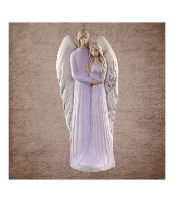 Dekoračný anjelský pár ADELA PARA, svietnik, bielo strieborný, 42 cm