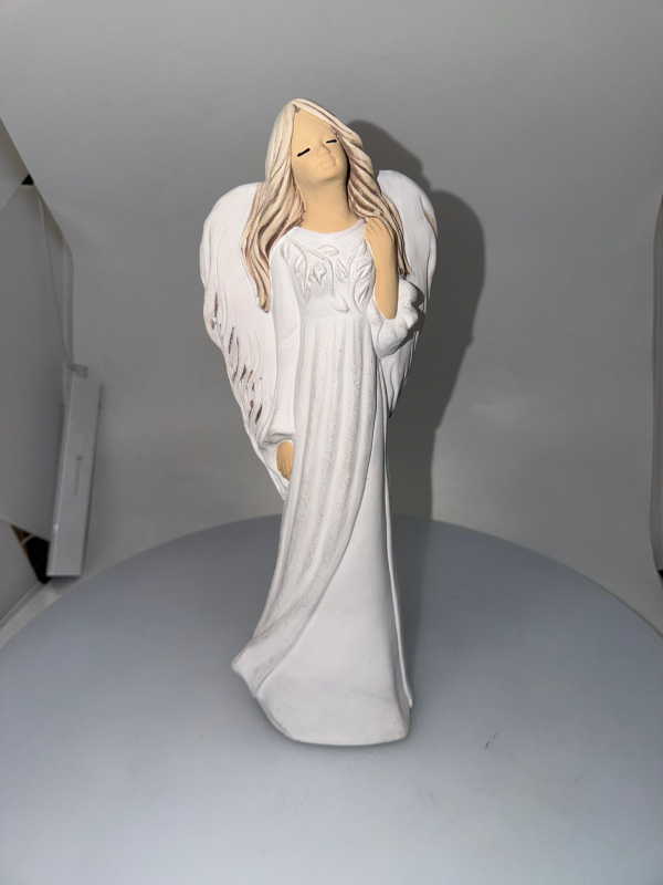 Dekoračný anjel ANTONINA, biely, 34x12 cm