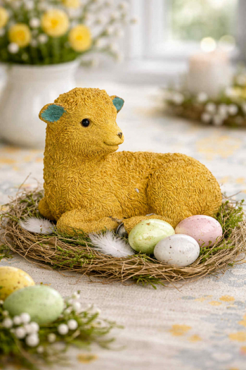 Ovečka dekoračná, žltá, 19x13x16 cm