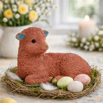 Ovečka dekoračná, broskyňová, 19x13x16 cm