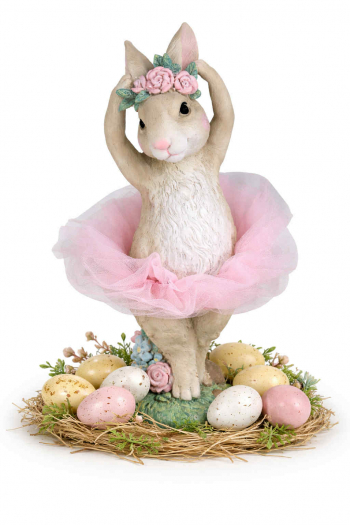 Veľkonočná zajačica v ružovej sukničke, 15x15x26,5 cm