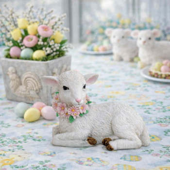 Ovečka dekoračná s ozdobou, 13,5x6,5x10 cm