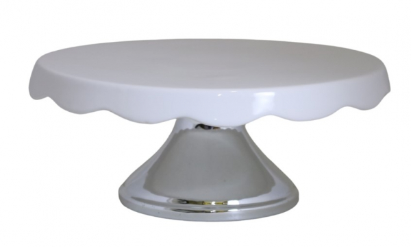 Keramický podnos, biely so strieborným spodkom, 24x10 cm