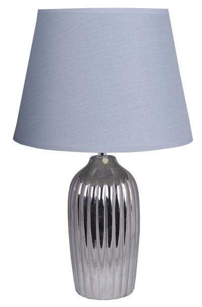 Lampa, keramická, strieborná s čiernym klobúkom, 53x48x30 cm