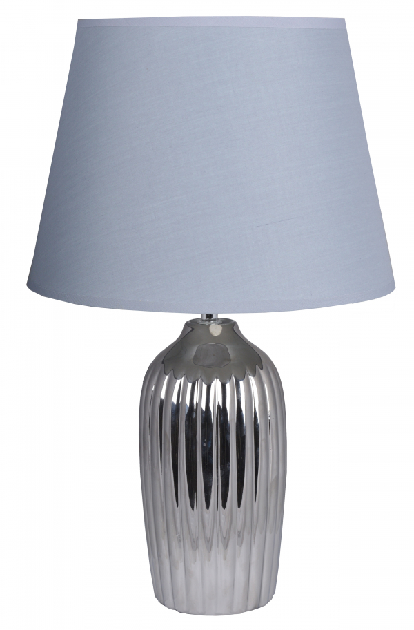 Lampa, keramická, strieborná s čiernym klobúkom, 53x48x30 cm