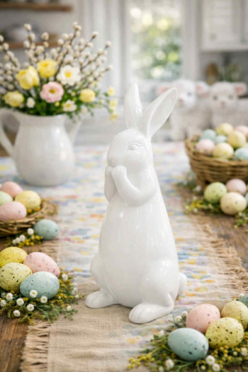 Figúrka zajačik, biela, 29x11x11,5 cm