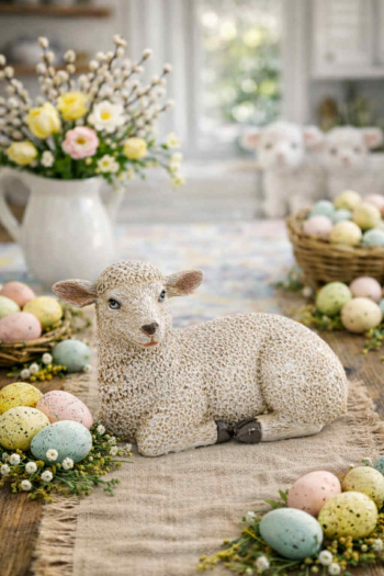 Figúrka ovečka, bielohnedá, 8x13x6 cm