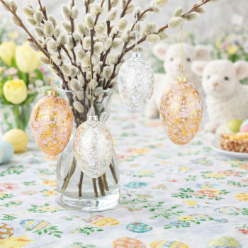 Veľkonočné vajíčka, biele - ružové, 4 kusy v sade