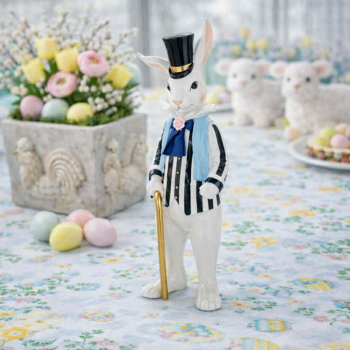 Figúrka zajac s palicou, farebná, 30x12x9 cm
