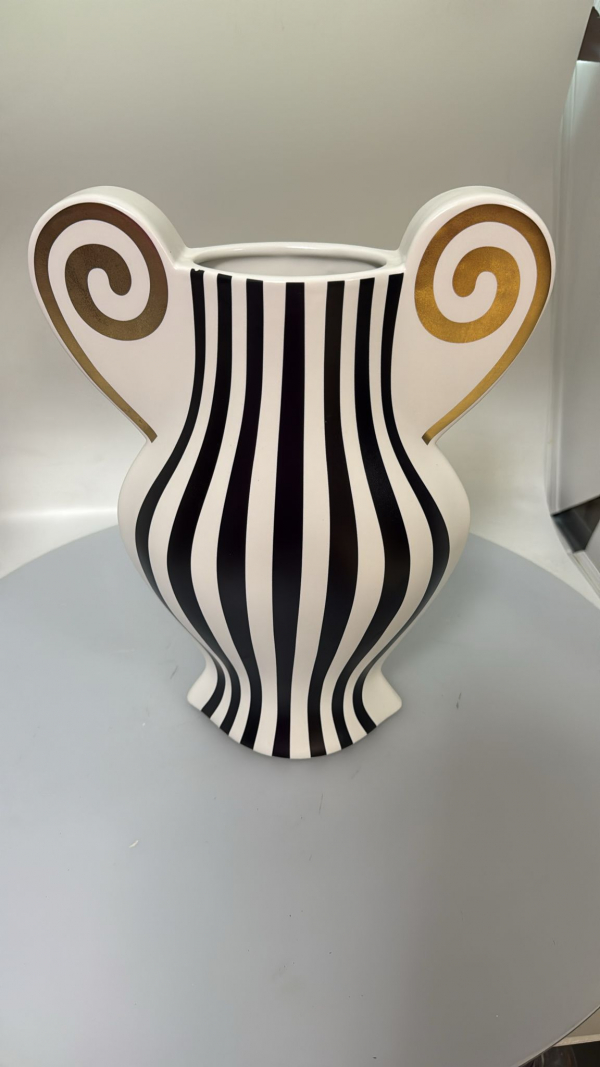 Keramická váza, čierno - biela, 24x10x30 cm