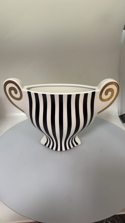 Keramická váza, čierno - biela, 33x10x23 cm