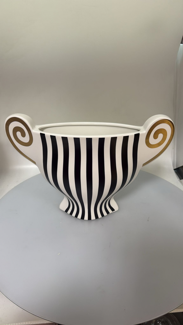 Keramická váza, čierno - biela, 33x10x23 cm