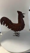 Figúrka kohút, plechový, hnedý - hrdzavý, 37x13x39 cm