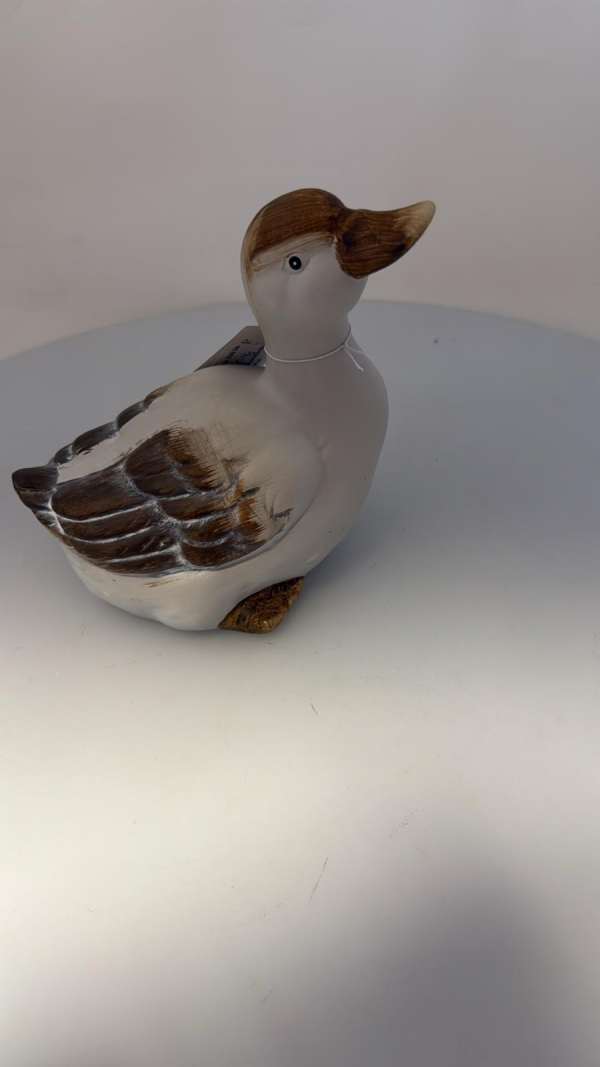 Figúrka kačka, bielo-tmavá, 9x14x13 cm