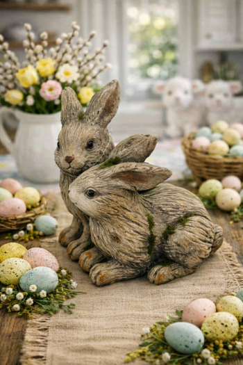 Figúrka zajačikovia sivý, 26x25x31 cm