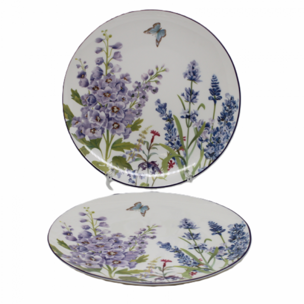 Porcelánové taniere, dekorované, svetlé, kvetinové, 2 ks v balení