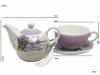 Šálka s podšálkou a čajníkom TEA FOR ONE, dekorovaný, LAVANDA