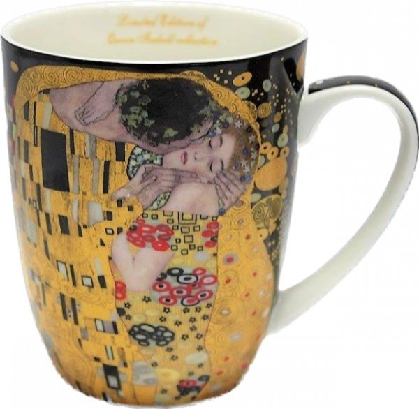G. Klimt, hrnček, bozk, hnedý
