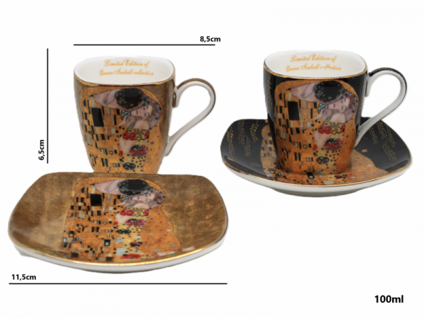 Sada espresso šálok s podšálkou, G. Klimt, THE KISS, 100 ml