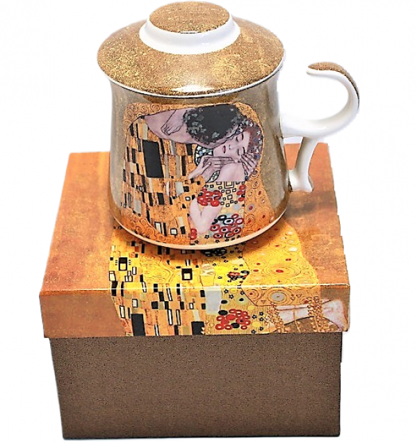 G. Klimt, hrnček so zaparovačom, bozk, svetlohnedý