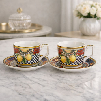 Sada  šálok s podšálkou, farebné, 2 ks v sade