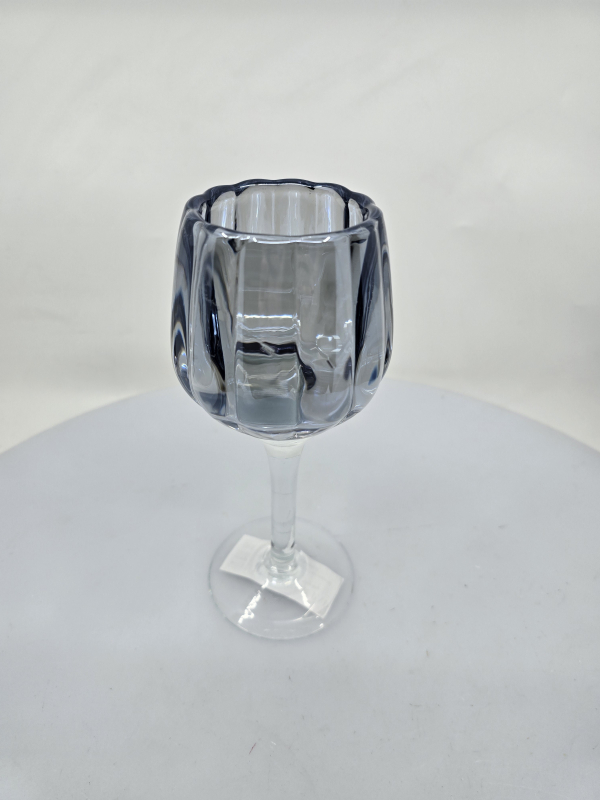 Sklenený svietnik, modrý odtieň, 8x8x20 cm