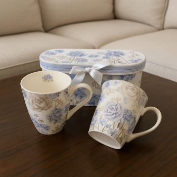 Hrnček, svetlý, kvetinový, sada 2 kusov