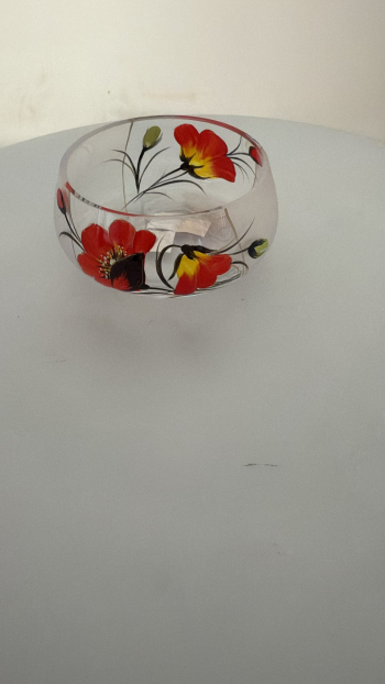 Sklenená misa, svetlá, dekorovaná, 5x11,5 cm