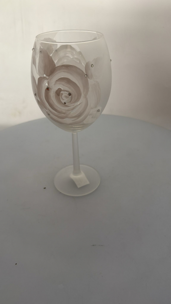 Dekorovaný pohár, sklenený, svetlý, 21,5x7 cm