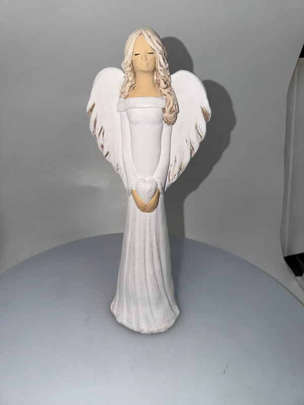 Dekoračný anjel ALEXIS, biely, 35x13 cm