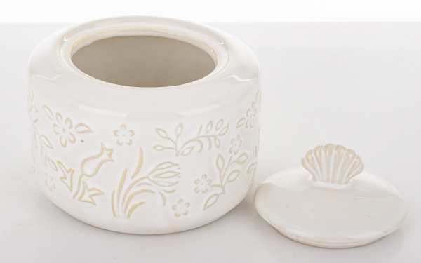 Cukornička, porcelánová, krémová, 10x11x10 cm