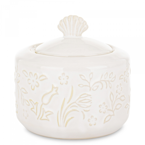 Cukornička, porcelánová, krémová, 10x11x10 cm