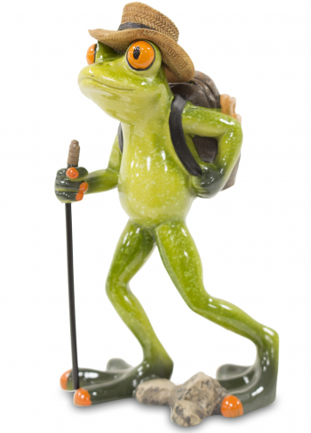 Figurína, žabka, turista, 16,5x9x8 cm
