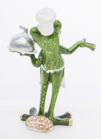 Figurína, žabka, kuchár, 15x11x6 cm